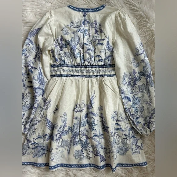 Caroline Constas Ivory and Blue Floral Mini Dress - Picture 15 of 16